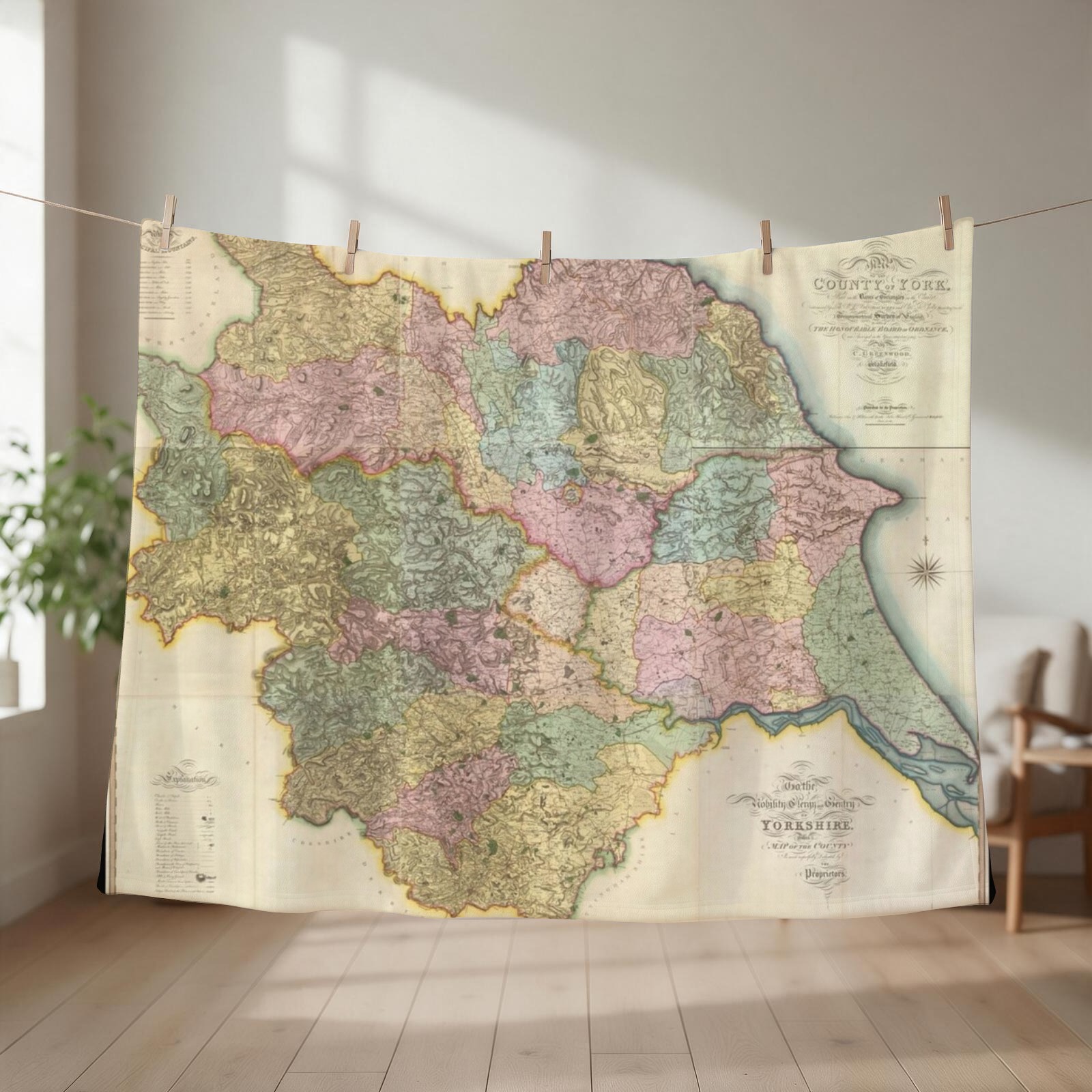 3D Printing Yorkshire - Yorkshire: God`s own country. Vintage Map