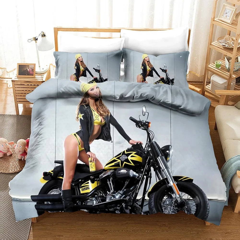 3D Printing House - Sexy Girl Motocross Duvet Cover Extreme