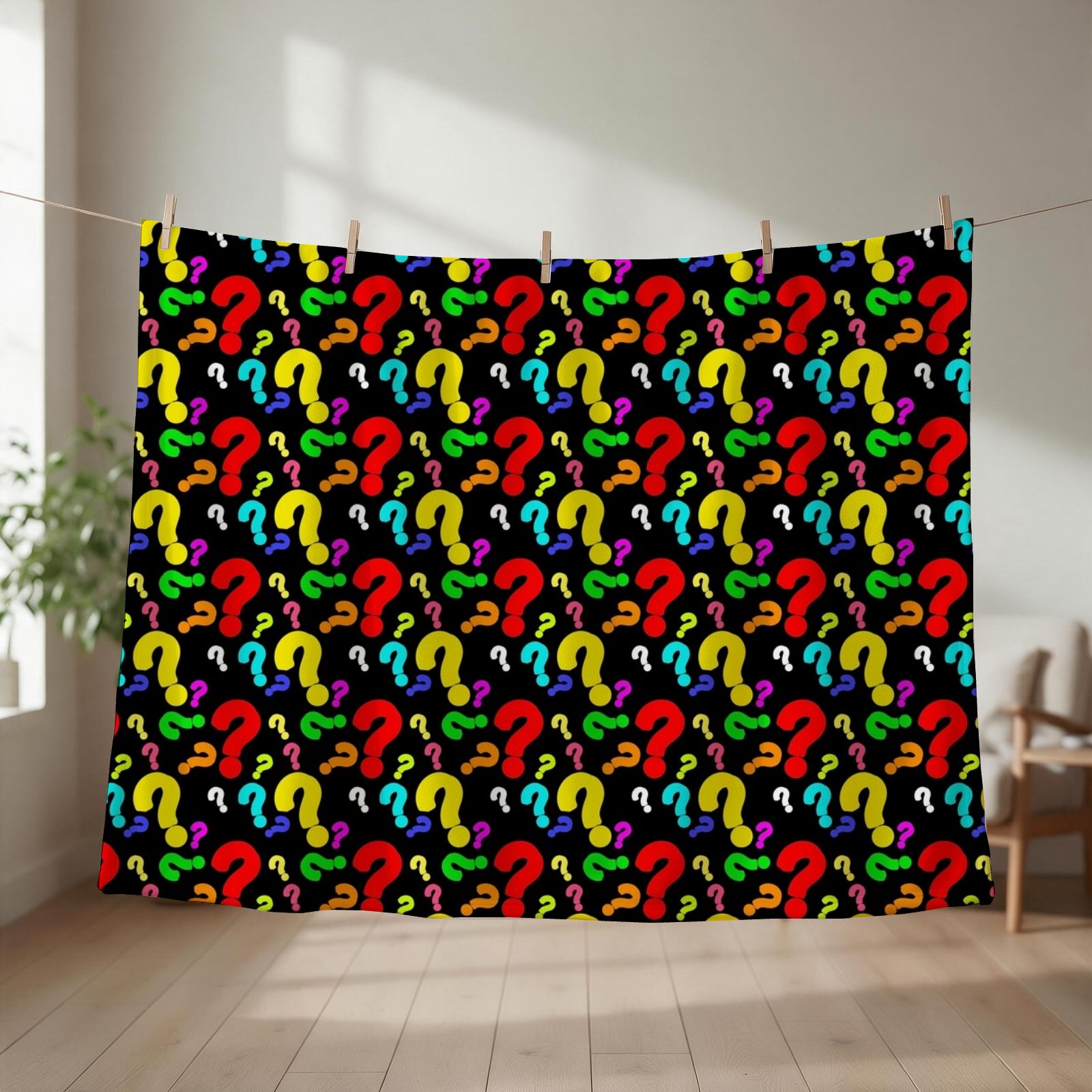 3D Printing Questions - Colorful Question Mark Pattern Design Throw