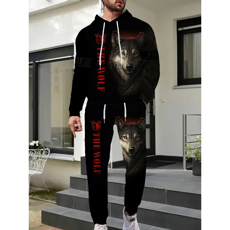 Men's Fashion Sweater Set Wolf - 3D Printing Designing 评论和价格