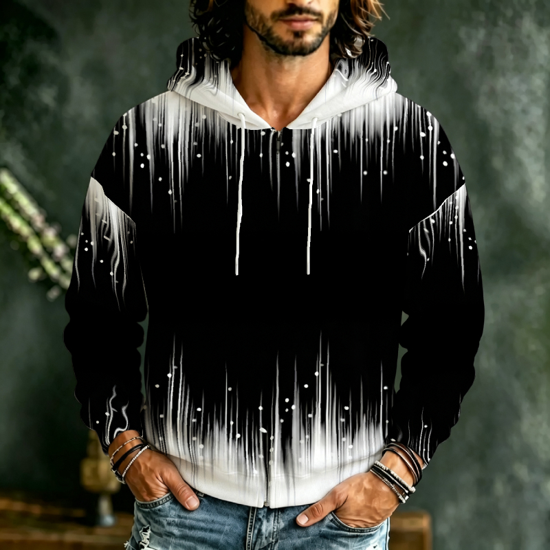 Men Zip Up Hoodie 3D Gradient  - 3D Printing Output 评论和价格